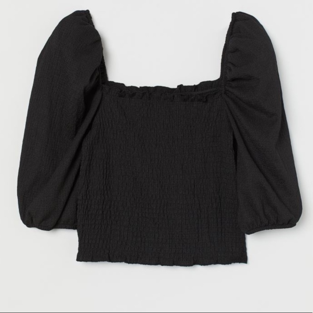 H&M Puff Sleeve Smocked Top